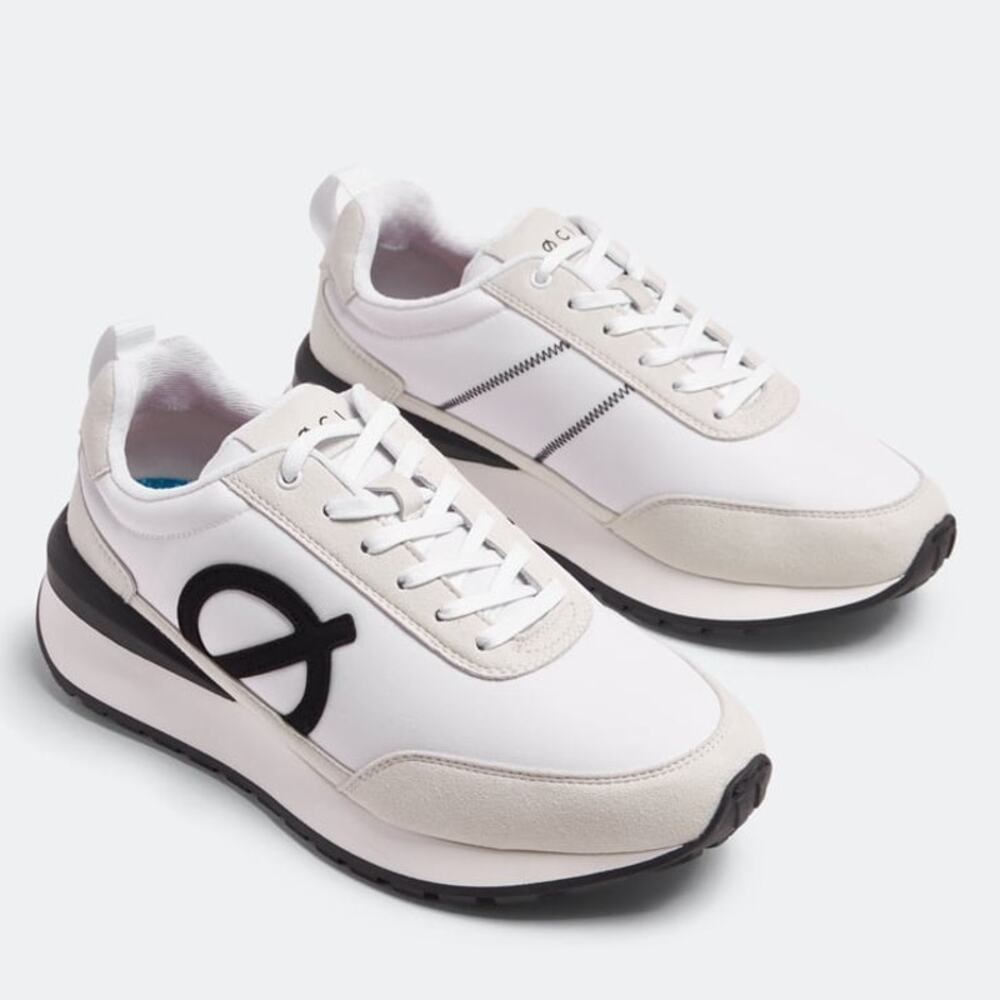 LØCI Six 80's Running Inspired Sneakers in White, Size 36